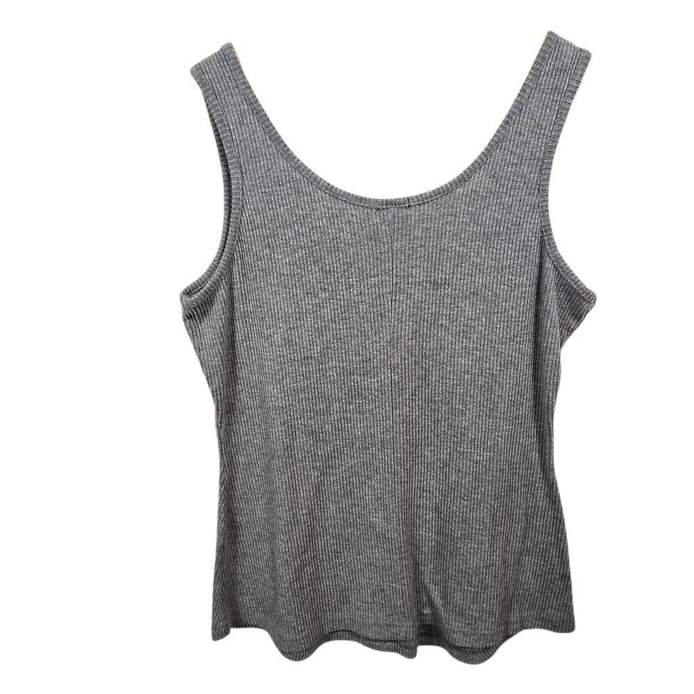 Rue+ Gray Ribbed Button‑Front Tank Size 2x - Picture 2 of 8